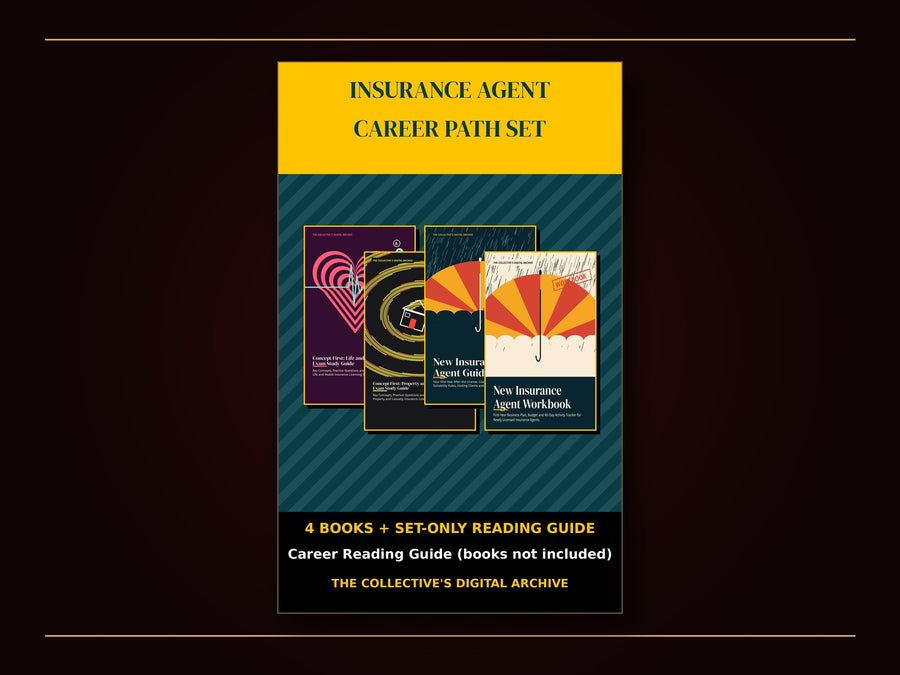 Bold Insurance Agent Career Path Set cover with fanned covers of the 4 included books, labeled '4 books + set-only reading guide' and 'Insurance Agent Career Reading Guide (books not included)'.
