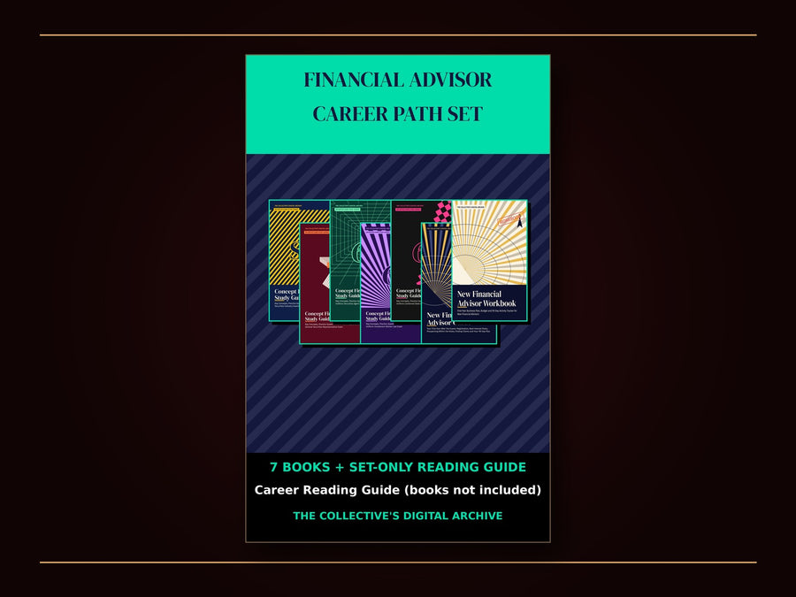 Bold Financial Advisor Career Path Set cover with fanned covers of the 7 included books, labeled '7 books + set-only reading guide' and 'Financial Advisor Career Reading Guide (books not included)'.