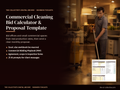 Commercial cleaning bid calculator and proposal template cover with a janitor mopping an office floor