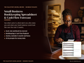 Small business bookkeeping spreadsheet and cash flow forecast cover with a bakery owner sorting receipts