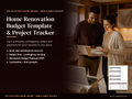 Home renovation budget template and project tracker cover with a couple comparing tile and paint samples