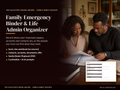 Family emergency binder and life admin organizer cover with a couple organizing important documents